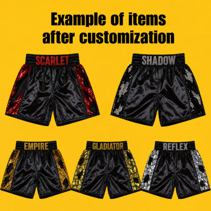 Shattered Glass/ Two Way Sequin Side Trim Boxing Trunks