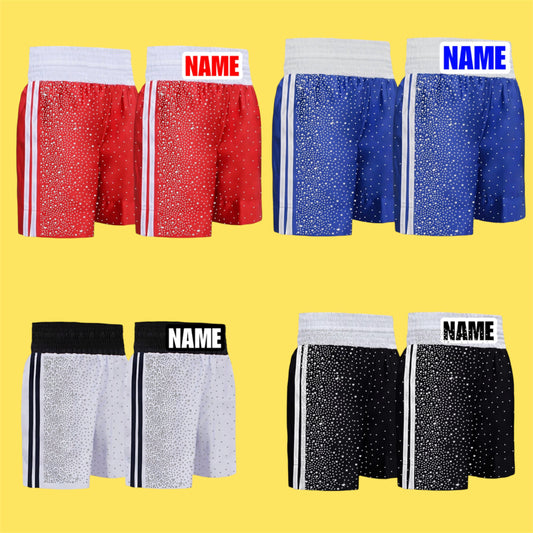 Rhinestone Stripe Boxing Trunks